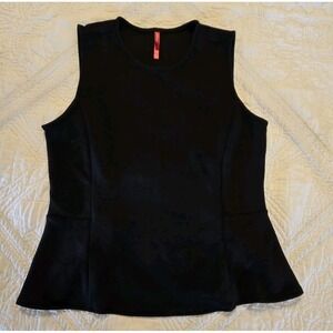 Spanx Shirt Womens Medium Black Sleeveless Tailored Crewneck Stretch Top EUC
